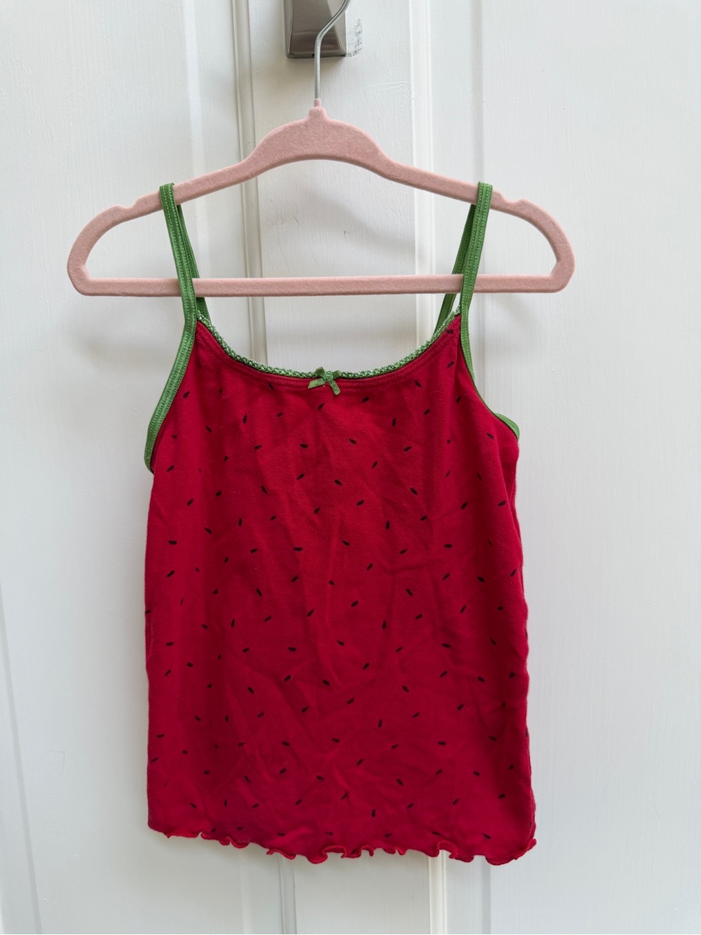 Gymboree Girls 5 6 Red Watermelon-Print Camisole Green Trim Top Shirt Blouse